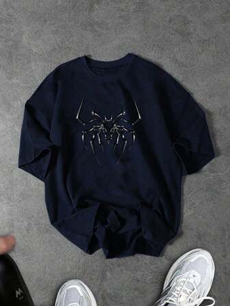 Sport MetroGents 男士蜘蛛印花圆领短袖休闲运动T恤