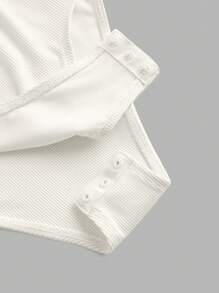 SHEIN EZwear 2pcs Women Casual Stand Collar Half Zip Front Skinny Bodysuit Set, Ribbed Fabric, Riding Horse Logo Print Autumn And Winter