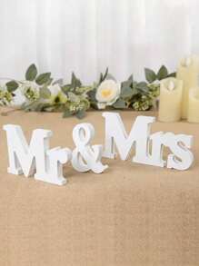 SHEIN 3pcs Mr & Mrs Wedding Decorative Set - PVC Photo Booth Props With Personalized English Letters, Suitable For Ceremony And Reception, Perfect For Wedding, Valentine's Day, Valentines Wedding, Birthday