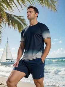 Manfinity KASUA Bañador degradado de color para hombres para vacaciones en la playa en verano - Gris Oscuro - Ver 4