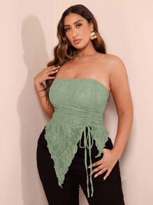 SHEIN BAE Áo ba lỗ & áo ba lỗ cỡ lớn, áo ba lỗ ren bất đối xứng, thích hợp cho ngày lễ tình nhân, mùa hè, sinh nhật, ngày lễ tình nhân cỡ lớn, áo gợi cảm cỡ lớn, áo cong, trang trọng, cong, tiệc tùng, đỏ tía, nâu đỏ, anh đào, áo, bó sát, áo phông trơn, áo cơ bản của phụ nữ, váy phụ nữ phương Tây, áo sơ mi mùa hè, áo mùa hè, áo bó, lễ Phục sinh, quần áo mùa xuân, lễ Phục sinh, lễ hội hóa trang, mùa xuân/hè, áo gợi cảm, áo trở lại trường, áo bất đối xứng - Màu xanh Bạc hà - Xem 3