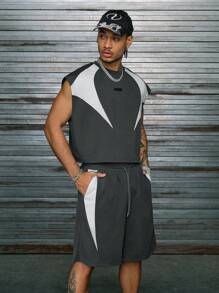 AXEPEAK Bộ 2 món gồm áo thun không tay cổ tròn in họa tiết và quần short nam, bộ đồ thể thao. - Nhiều màu - Xem 5