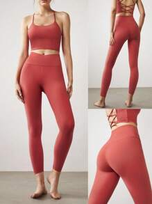 GLOWMODE 24英寸 Featherfit™ 交叉緊身褲 - 宇宙塵土紅 - 查看 7