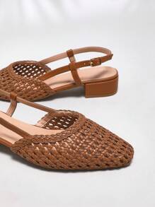 SHUZIA Women Comfortable Slingback Braiding Heels For Christmas Valentine's Day - Brown - View 5