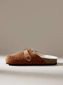 Solecia Fashionable Casual Versatile Daily-Wear Slip-On Flats With Thermal Lining For Women - Brown - View 3