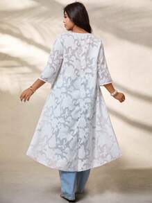 EMERY ROSE Blusa casual de mujer talla grande con estampado de peonía, semitransparente y con bajo asimétrico, para verano