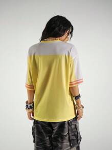 StreetHx 女士夏季休闲网眼拼接印花T恤 - 彩色 - 查看 2