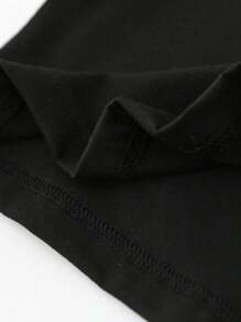 SHEIN Lässiges, süßes Set mit kurzärmligem T-Shirt und weiten Hosen für Kleine Mädchen mit Cartoon-Stich-Print, Schlaghosen-Set für Mädchen mit Schlaghose und Schmetterlings-Print, Schlaghosen-Set für Mädchen, Schmetterlings-Print, Schlaghosen-Set für Kinder - Schwarz - Übersicht 7