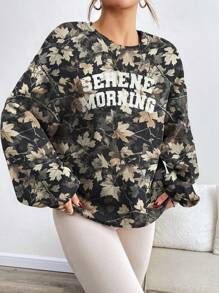 INAWLY Sudadera casual de mujer con cuello redondo y manga larga con estampado de letras