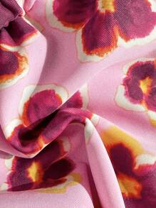 Swim Mod Women Pink Floral Print Bikini Set, 2pcs Beach Swimsuit