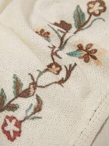 LanaWest Damen Einfarbig Blumen Muster Lässiger Westernstil Cardigan Pullover