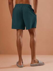 SUMWON 百慕大泳裤 常规版型 沙滩度假泳池夏季度假村泳裤 抽绳套穿式 纯色 - 綠色 - 查看 4