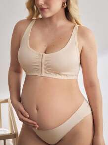 BloomMama Front Closure Comfortable Easy On/Off Plus Size Nursing Bra - Apricot - View 4