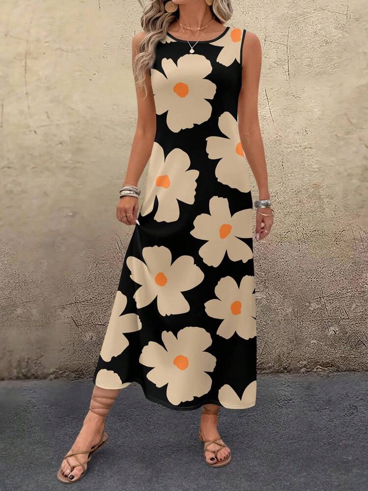 EMERY ROSE Casual zwarte jurk met bloemenprint voor dames, geschikt voor lente en zomer - Veel kleurig - Bekijken 3