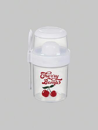 Kawaii 1 pieza Taza ensaladera, Caja bento de frutas, Caja de conservación de ensalada de verduras, Lonchera de oficina, Calentable en microondas portátil,Taza de frutas con diseño de cereza tierno, Patrón de Pascua, Decoración