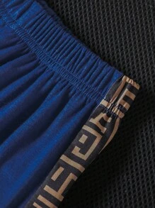 SHEIN Explorewe Set de 2 piezas para niños pequeños con camiseta de manga corta de punto con bloques de color y pantalones cortos estampados. Conjunto informal y versátil, adecuado para vacaciones y viajes, verano - Azul - Ver 5