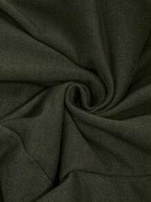 SHEIN Pregnant Women Casual Minimalist Army Green Drawstring Waist Fold Over Pocket Sweatpants - Army Green - View 4