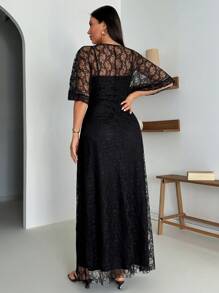 EURMUSE Women's Boho Lace Maxi Midi Dress Sexy V-Neck Sleeveless Spaghetti Straps - Black - View 2