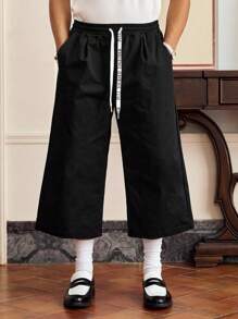 SWAVVY Men's Casual Loose Straight-Leg Capri Pants, Fashionable Everyday Wear - Black - View 3