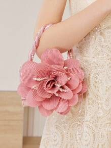 MOTF PREMIUM FAUX PEARL DETAIL STEREO FLORAL EVENING BAG