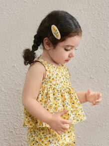 Blossori Baby Mädchen Country Urlaubs Gelb Blumen Ärmellos Top und Shorts Set - Verschiedenfarbig - Übersicht 3