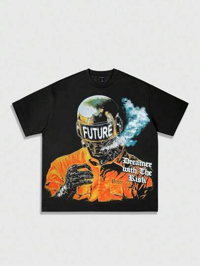 Street Life تي شيرت بأكمام قصيرة مطبوع عليه رسوم أنمي الأبعاد للرجال، مناسب للاستخدام اليومي، للربيع والصيف