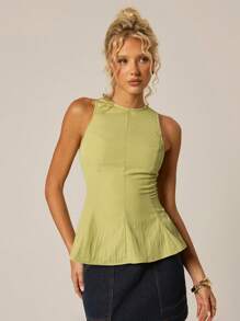 Avantive 春夏女士浪漫/舞会/正式/生日/90 年代/商务休闲女士/优雅/西部装/外出/时尚/休闲/Y2k/俱乐部/办公室/鸡尾酒会/复古/狂欢节/有趣/优雅/老钱/街头服饰/度假/乡村音乐会/工作/端庄/春假/音乐会/坏人/基本款/毕业无袖上衣 - 綠色 - 查看 6