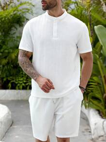 ResortEase 2pcs Men's Plus Size Casual Short Sleeve T-Shirt And Shorts Set