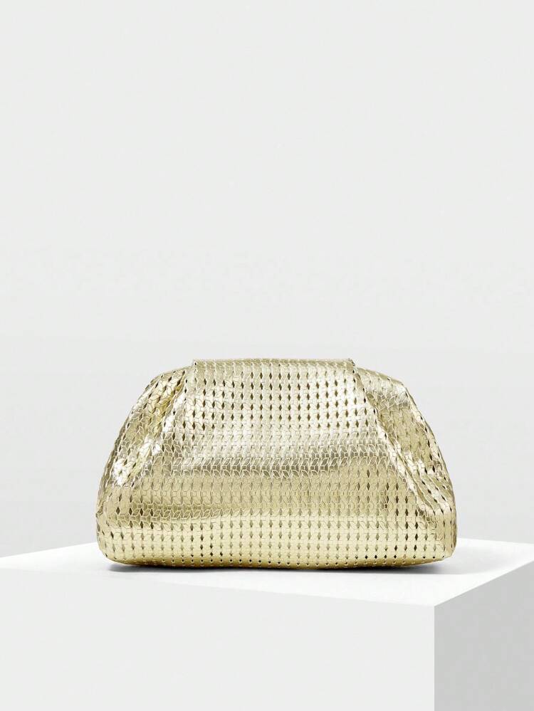 PU LEATHER RUCHED CLUTCH BAG FOR COMMUTE