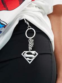 SUPERMAN X SHEIN Zinc Alloy Semi-3D Letter Logo Keychain Pendant Purse Charm