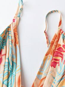 SHEIN VCAY Plus Size Boho Floral Plant Print Deep V-Neck Sleeveless Summer Dress, Mother Day Outfit, Vacation Outfits Woman, Rave Outfit, Western Wear Women Plus