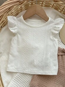 Baby Girl Summer Cute White Top And Elastic Waist Shorts Set