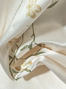Falda acampanada de satén con estampado floral y cintura elástica para tallas grandes