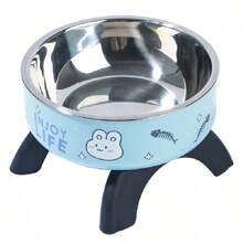 1pc Cute Pattern Raised Stainless Steel Pet Food Bowl, Anti-Spill, Anti-Slip, Suitable For Small Cats, Dogs And Small Pets To Drink And Eat - Multicolor - View 11