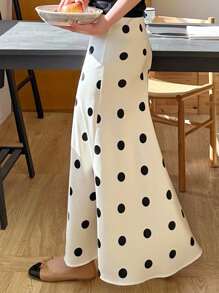 DAZY Women's Polka Dot Wrap-Around Mid-Length Skirt