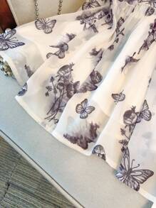 GlowEve CURVE 大码女装新款中式蝴蝶、山花印花双层盖袖设计宽松舒适甜美雪纺衬衫夏季 - 彩色 - 查看 3