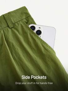 SHEIN Sports Pantalones sueltos y rectos con bolsillos, casuales y versátiles para uso al aire libre - Verde militar - Ver 4
