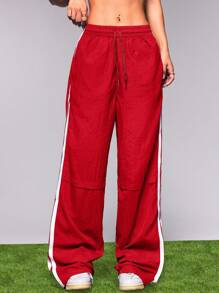 Cheerettes Women's Colorblock Striped Straight Leg Sweatpants - Red - View 4