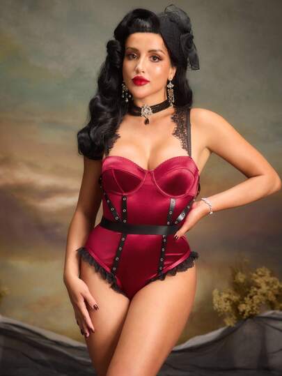 女士性感内衣蕾丝边连体裤