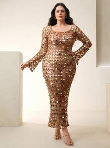 Anewsta 大码时尚性感亮片手工钩编沙滩罩衫