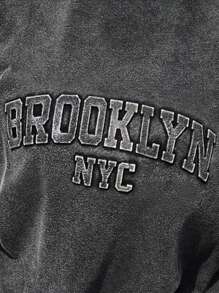 Manfinity Joysei 黑色复古水洗3D字母T恤，适合夏季，朋友礼物 - 黑色 - 查看 2