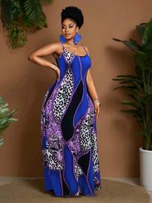 Maweii 大码女式夏季无袖连衣裙 - 藍色 - 查看 3