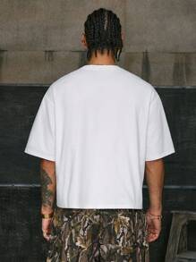 AXEPEAK Áo thun nam cổ tròn tay ngắn họa tiết tương phản thường ngày, mùa hè - trắng - Xem 2