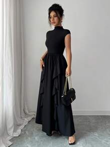 SHEIN Vestido de verano de mujer con dobladillo de volantes de unicolor elegante
