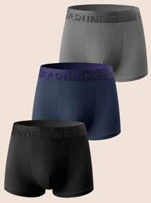 3 件装男士字母织带舒适平角内裤，夏季 - 彩色 - 查看 1