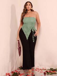 SHEIN BAE Áo ba lỗ & áo ba lỗ cỡ lớn, áo ba lỗ ren bất đối xứng, thích hợp cho ngày lễ tình nhân, mùa hè, sinh nhật, ngày lễ tình nhân cỡ lớn, áo gợi cảm cỡ lớn, áo cong, trang trọng, cong, tiệc tùng, đỏ tía, nâu đỏ, anh đào, áo, bó sát, áo phông trơn, áo cơ bản của phụ nữ, váy phụ nữ phương Tây, áo sơ mi mùa hè, áo mùa hè, áo bó, lễ Phục sinh, quần áo mùa xuân, lễ Phục sinh, lễ hội hóa trang, mùa xuân/hè, áo gợi cảm, áo trở lại trường, áo bất đối xứng - Màu xanh Bạc hà - Xem 4