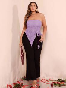 SHEIN BAE Plus Size Strap & Tank Top, Asymmetric Lace Cami, Valentine's Day, Summer, Birthday, Valentine's Plus Size, Plus Size Sexy Shirt, Curve Top, Formal, Curve, Party, Burgundy, Encore Red, Cherry, Tops, Fitted, Plain T-Shirt, Women's Basic Top, Western Women Dresses, Summer Shirts, Summer Tops, Tight Shirts, Easter, Spring Clothes, Easter, Carnival, Spring/Summer, Sexy Top, Back To School Top, Asymmetric Top,Going Out Tops