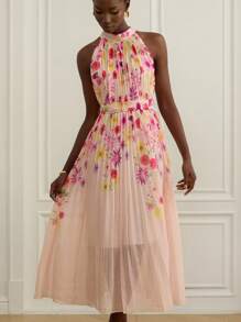 Aveloria Rosie Chiffon In Định Vị In Co Giãn Tay Nghề Full Swing Cinched Eo Váy Eo, Thời Trang Phong Cách Châu Âu & Mỹ, Không Tay - Nhiều màu - Xem 6