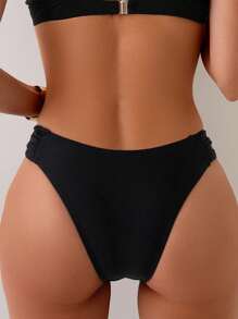 SHEIN Swim Calcinha Preta Sexy de Maiô Bikini Feminino, Sunga de Banho para Férias na Praia de Verão