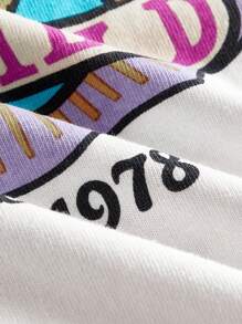 Maija Kids GARFIELD | SHEIN Maija Kids 少女圆领基本款卡通图案短袖T恤，夏季 - 白色 - 查看 7